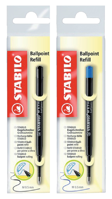 Balpenvulling STABILO standaard medium zwart  blister à 1 stuk — Foto 2 van 2