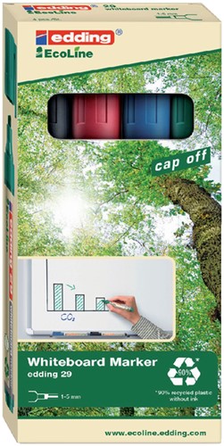 Viltstift edding 29 whiteboard Ecoline rond 1-5mm assorti set à 4 stuks