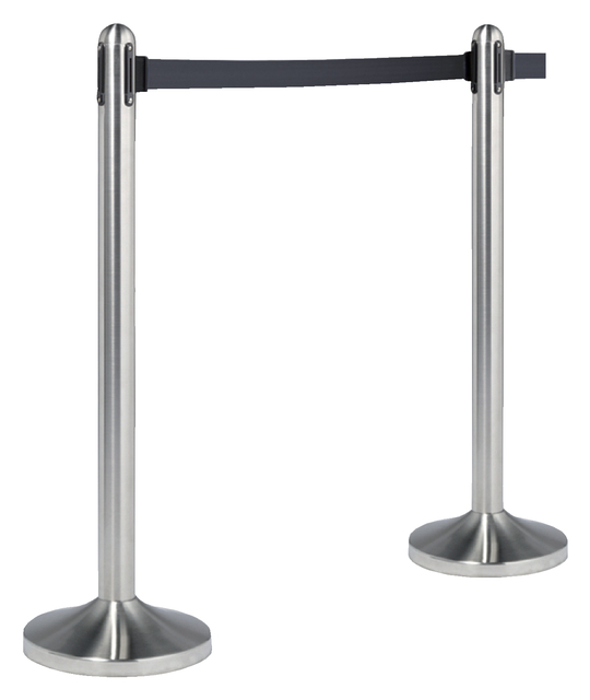 Afzetpaal Securit RVS met rolband 210cm zwart — Foto 2 von 2