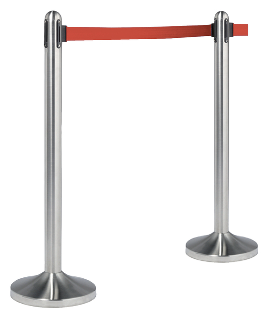 Afzetpaal Securit RVS met rolband 210cm rood — Photo 2 sur 2