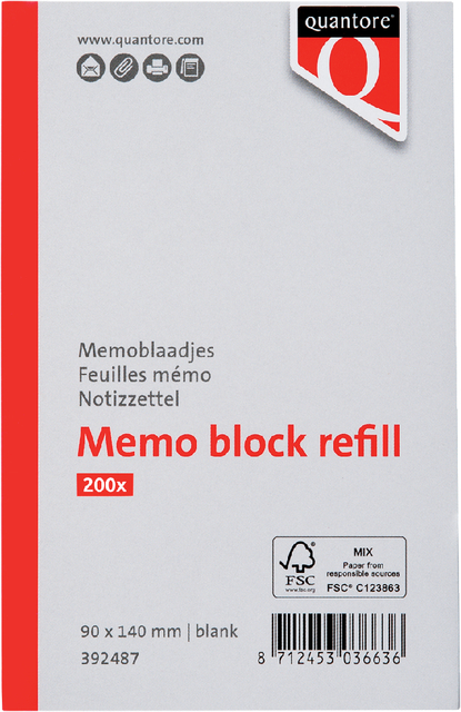 Memoblaadjes Quantore losbladig 140x90x20mm 200 vel — Photo 2 sur 2