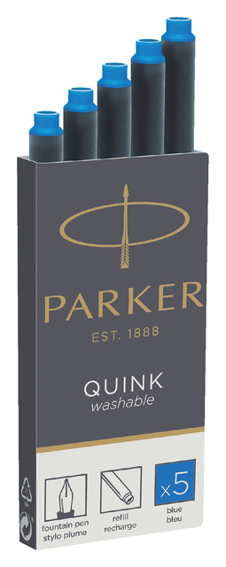 Inktpatroon Parker Quink uitwasbaar koningsblauw pak à 5 stuks — Foto 2 von 2