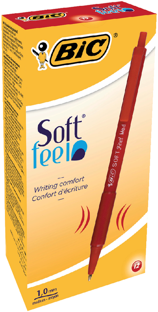 Balpen Bic soft feel grip clic medium rood — Foto 2 van 2