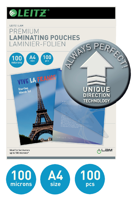 Lamineerhoes Leitz iLAM A4 2x100micron 100 stuks — Foto 2 van 2