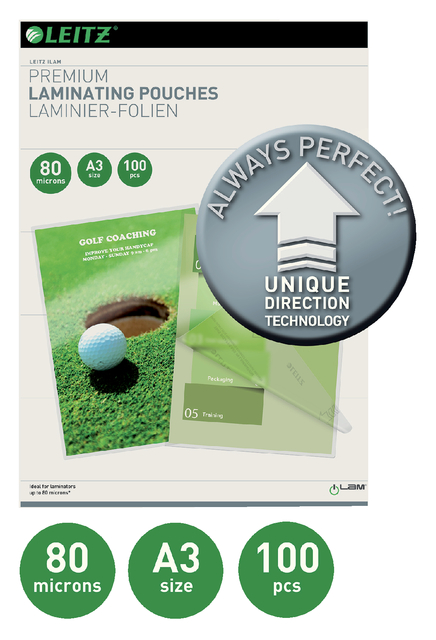 Lamineerhoes Leitz iLAM A3 2x80micron 100 stuks — Foto 2 van 2
