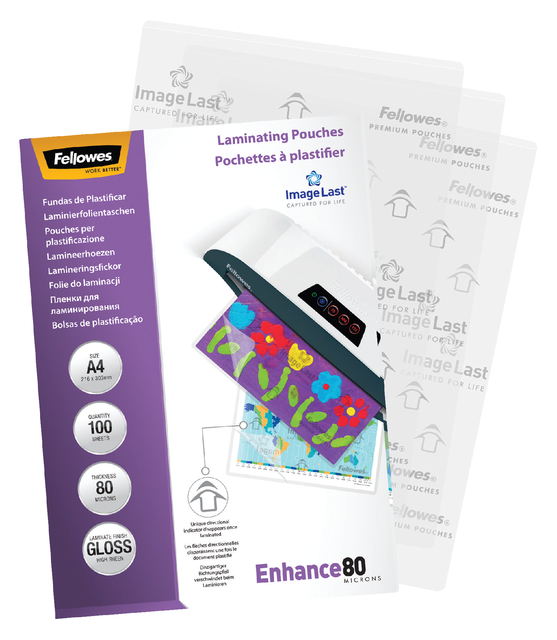 Lamineerhoes Fellowes A4 2x80micron glans 100 stuks — Foto 2 van 2
