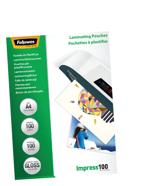 Lamineerhoes Fellowes A4 2x100micron glans 100 stuks — Foto 2 van 2