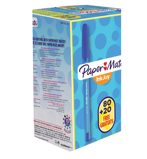Balpen Paper Mate Inkjoy 100 medium blauw valuepack 80+20 gratis — Foto 2 von 2