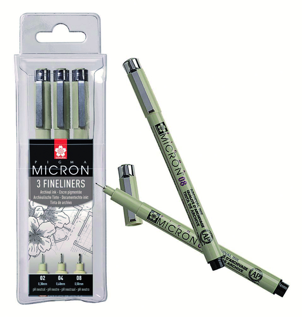 Fineliner Sakura Pigma Micron set à 3 schrijfbreedtes fijn zwart — Foto 2 von 2