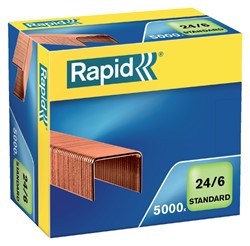 Nieten Rapid 24/6 kopercoating standaard 5000 stuks