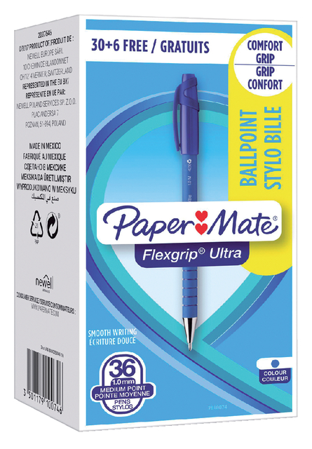 Balpen Paper Mate Flexgrip Ultra medium blauw valuepack 30+6 gratis — Foto 2 von 2