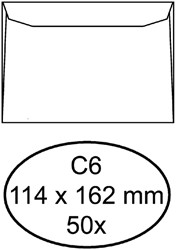 Envelop Hermes bank C6 114x162mm zelfklevend met strip wit