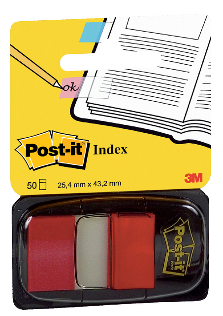 Indextabs Post-it 680 25.4x43.2mm rood 50 tabs — Foto 2 van 2