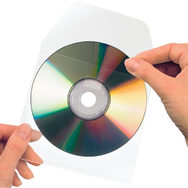Cd/dvd Hoes 3L 127x127mm met klep zelfklevend transparant — Foto 2 von 2