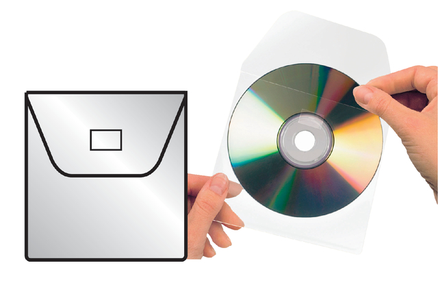 Cd/dvd hoes 3L 127x127mm met klep zelfklevend transparant — Photo 2 sur 2