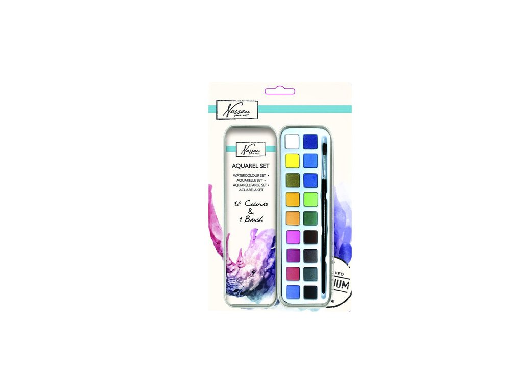 Aquarelverf Nassau Art blik à 18 napjes en penseel