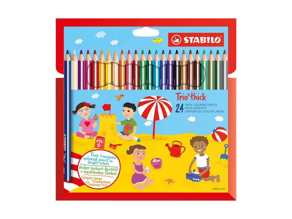 Kleurpotloden STABILO 203 Trio dik assorti blister à 24 stuks