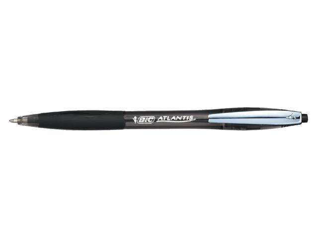 Balpen Bic Atlantis soft metalen clip clic medium zwart