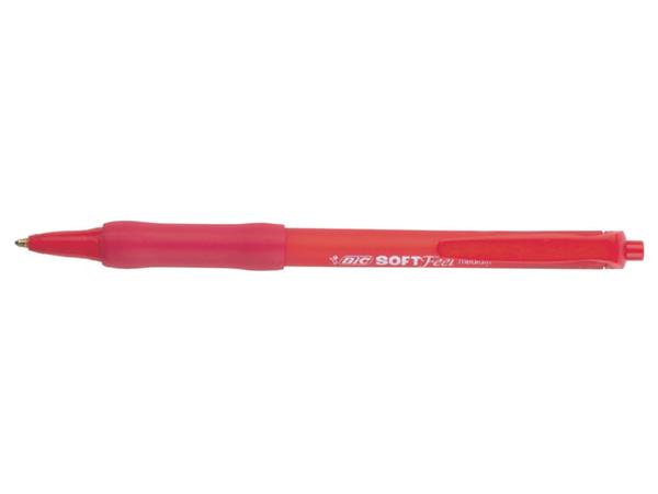 Balpen Bic soft feel grip clic medium rood